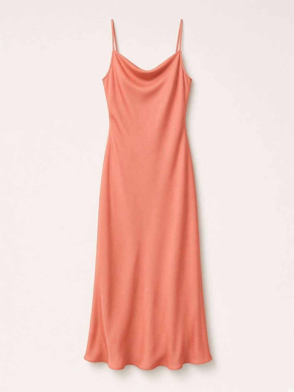 Coral Crepe Slip Dress